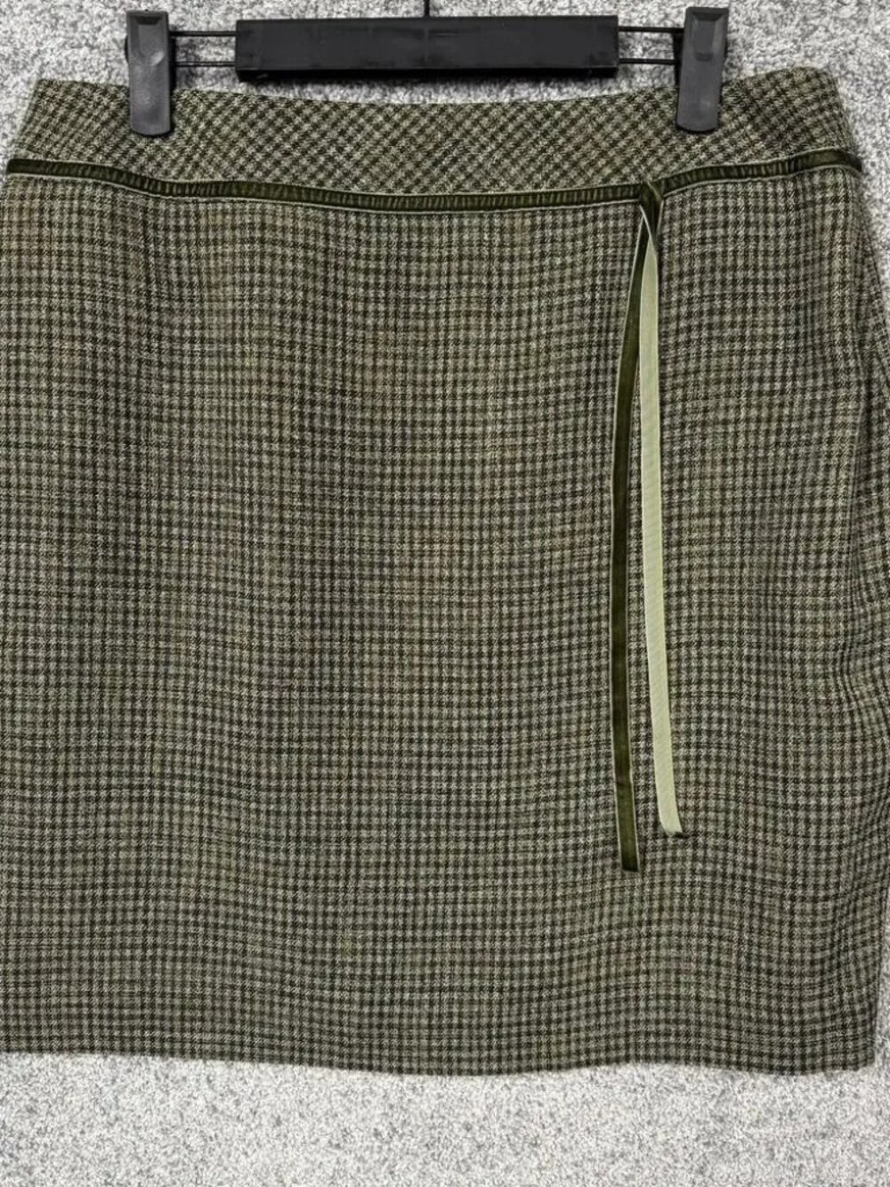 B Moss Skirt 12 Green Lined Preppy Dark Academia Office Workwear Tweed Classic